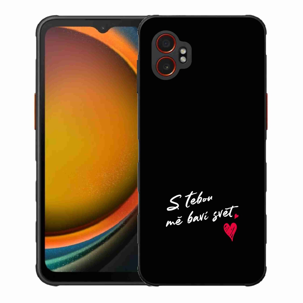 Gelový kryt mmCase na Samsung Galaxy Xcover 7 Pro - zamilovaný text 1 černé pozadí