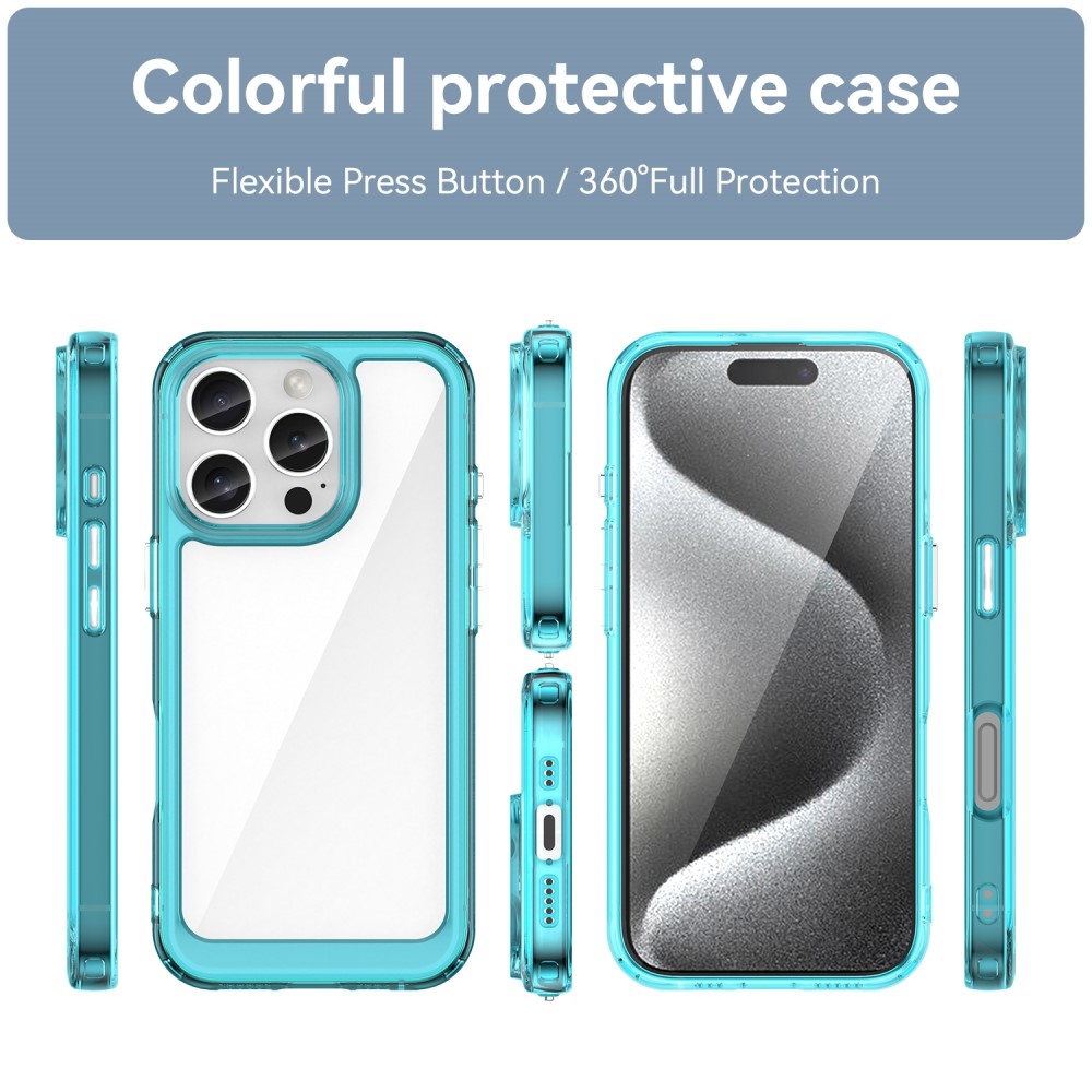 Gelový obal s pevnými zády na iPhone 16 Pro - světlemodrý