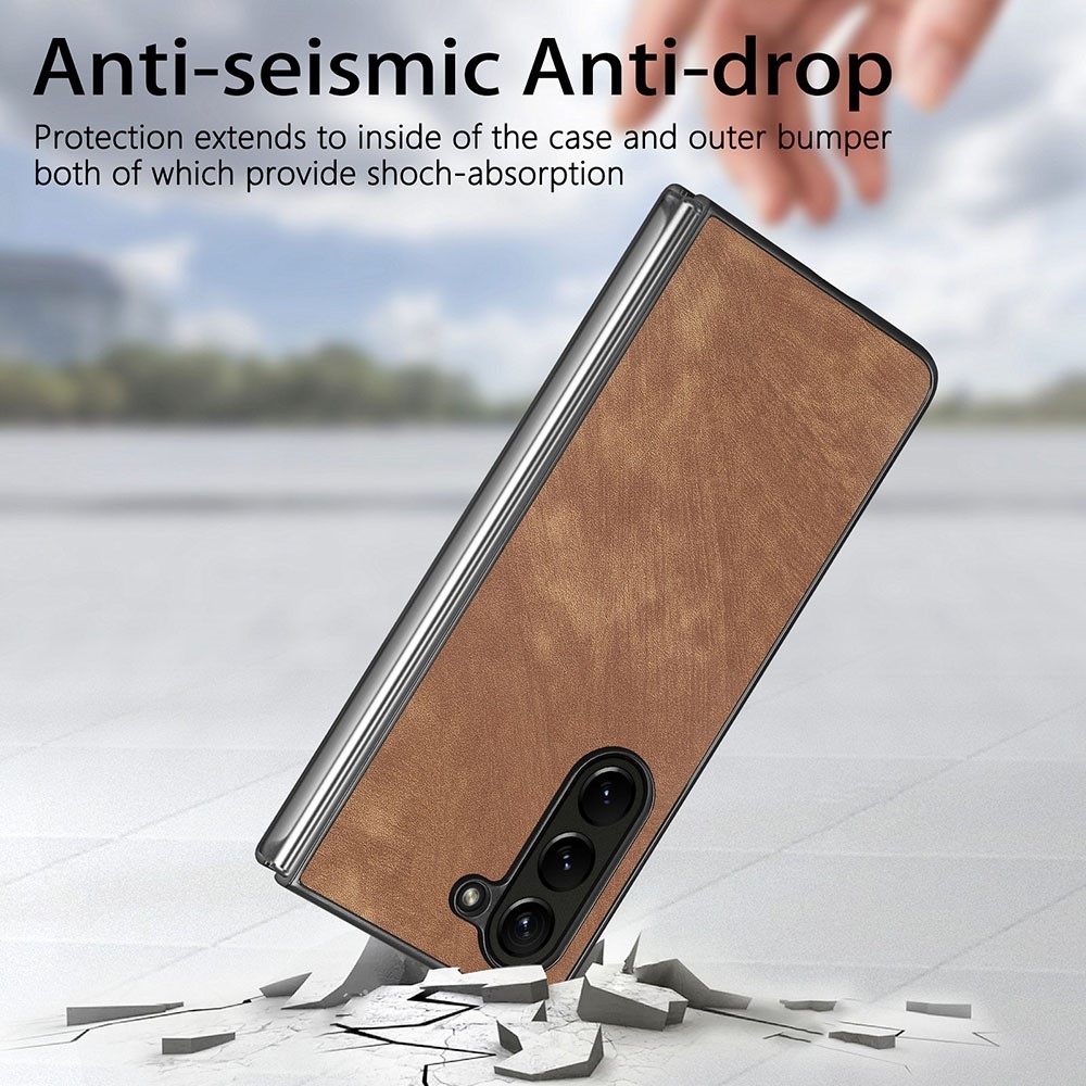 Vintage plastové pouzdro na Samsung Galaxy Z Fold5 5G - hnědé