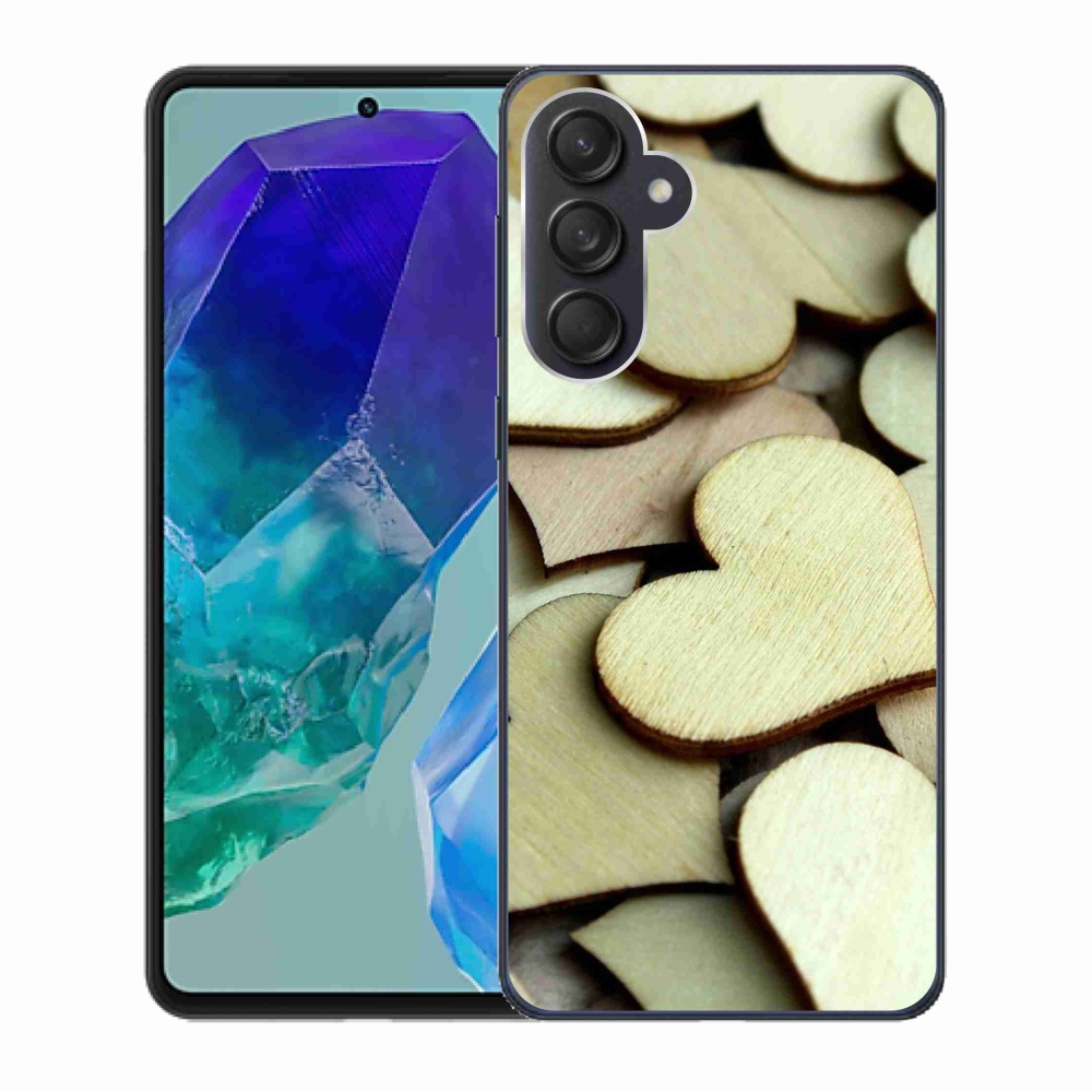 Gelový kryt mmCase na Samsung Galaxy M55 5G - dřevěná srdíčka