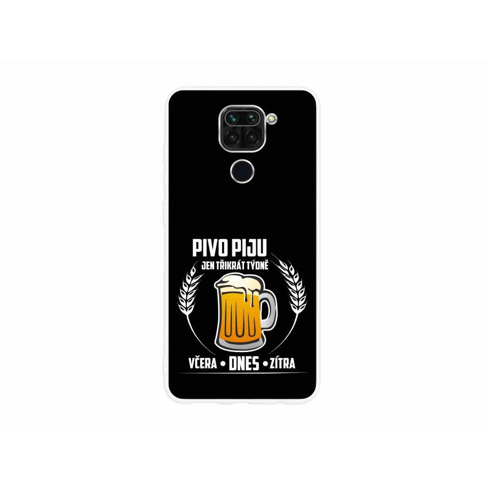 Gelový kryt mmCase na Xiaomi Redmi Note 9 - pivní motiv černé pozadí