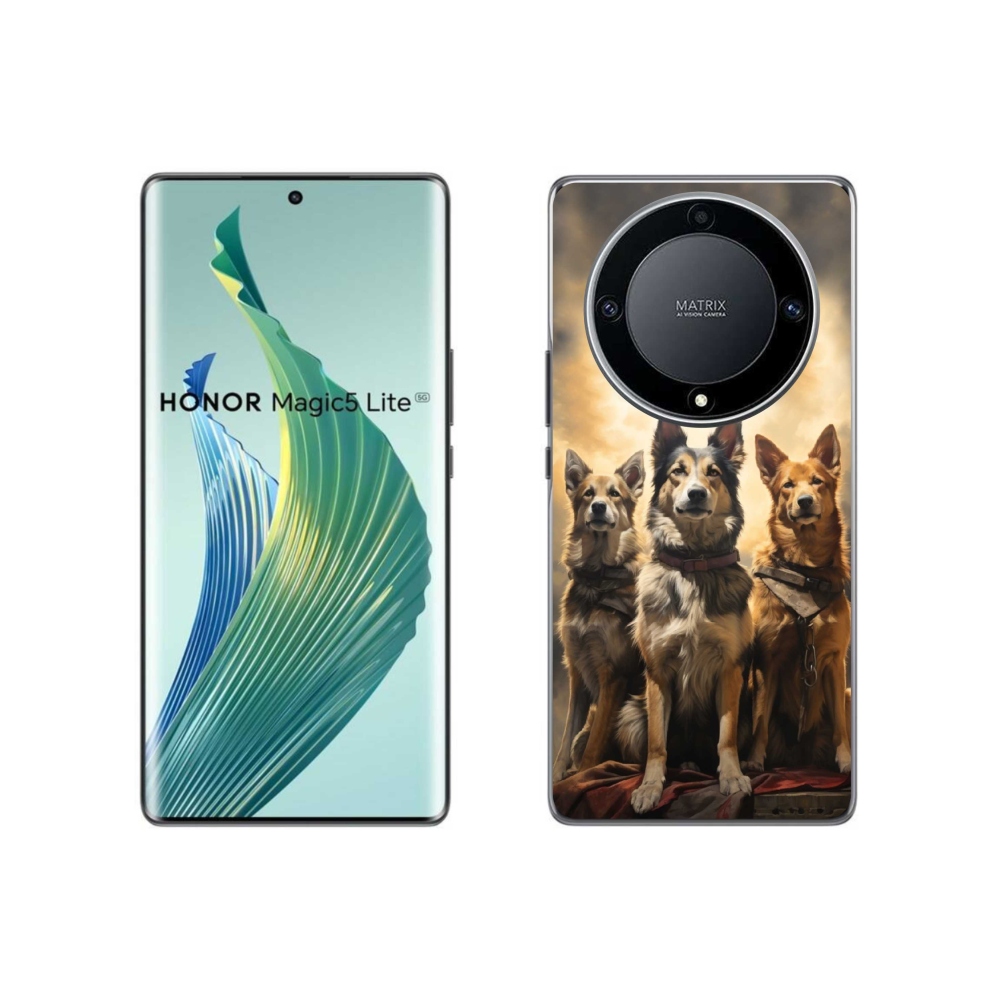 Gelový kryt mmCase na Honor Magic 5 Lite 5G - tři psi