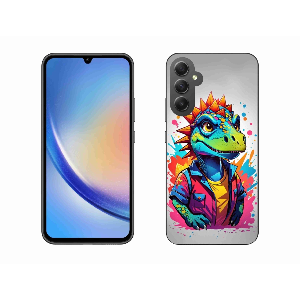 Gelový kryt mmCase na Samsung Galaxy A34 5G - barevný dinosaurus