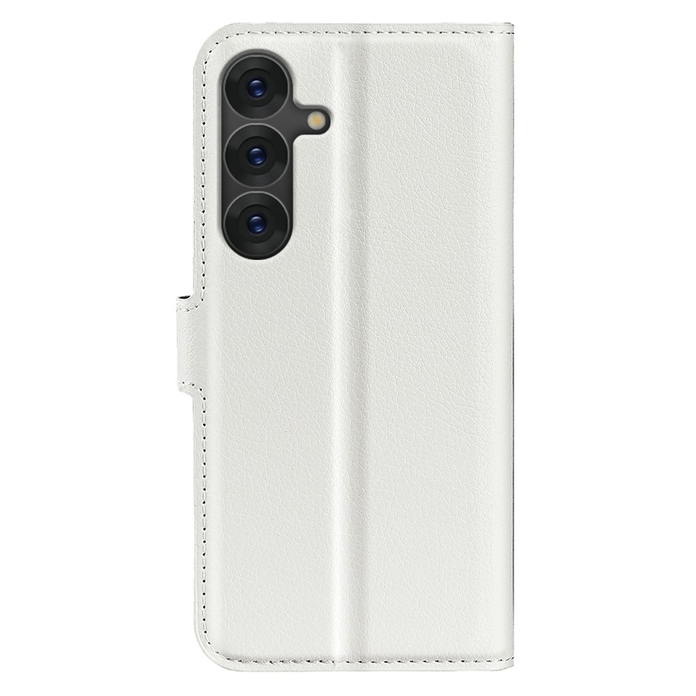 Litchi knížkové pouzdro na Samsung Galaxy S25+ - bílé