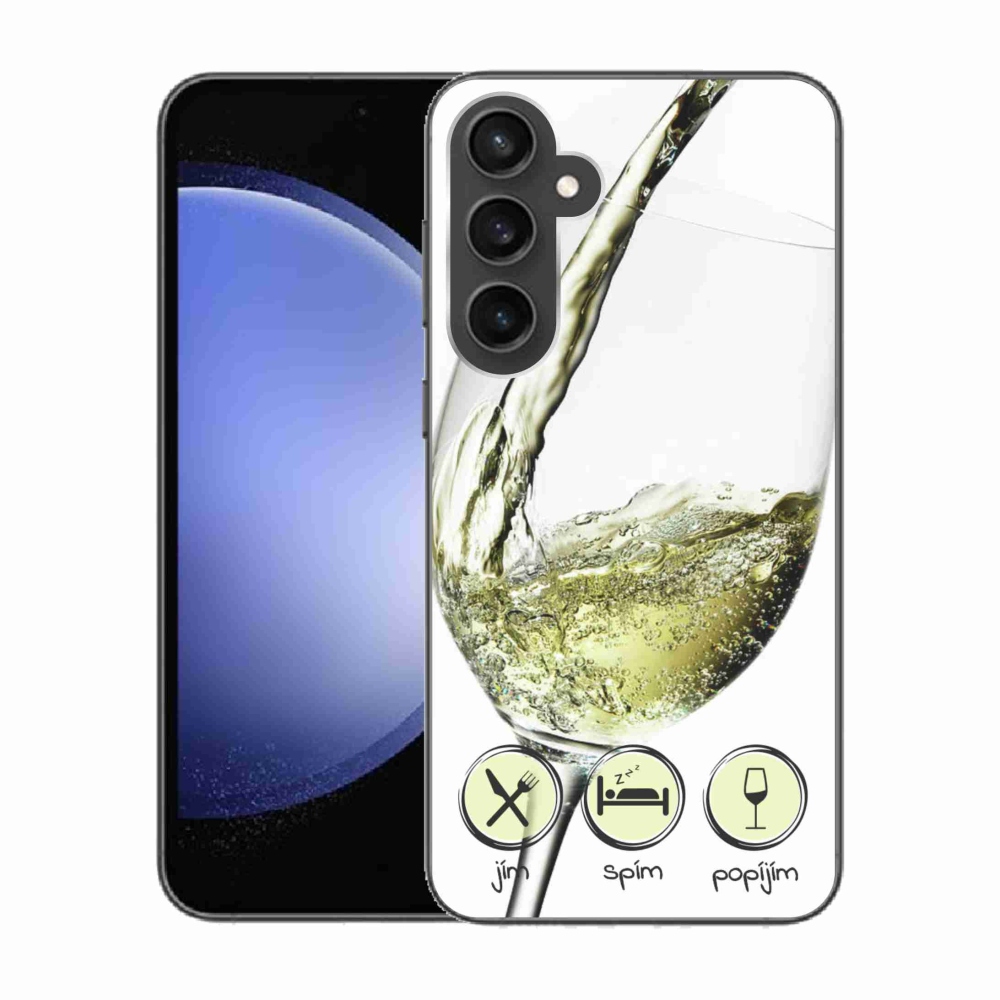 Gelový obal mmCase na Samsung Galaxy S23 FE - sklenička vína bílé
