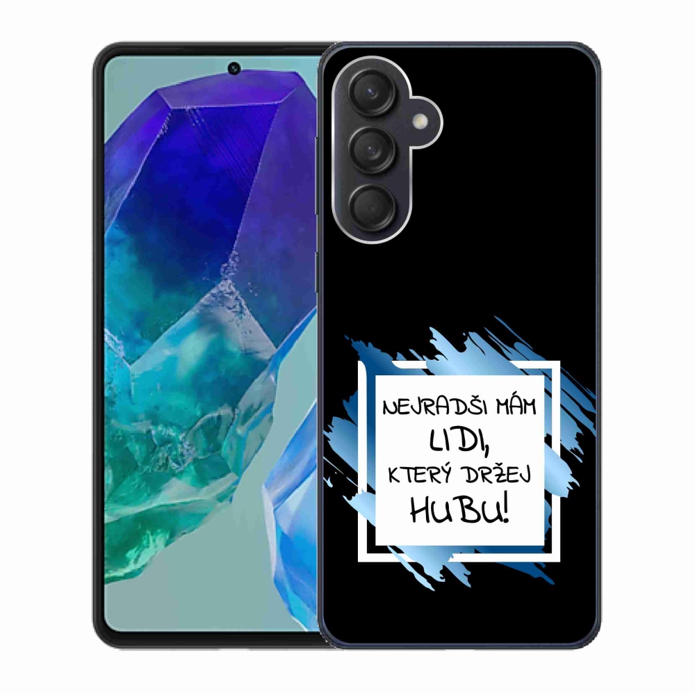 Gelový kryt mmCase na Samsung Galaxy M55 5G - vtipný text 7 bíločerné pozadí