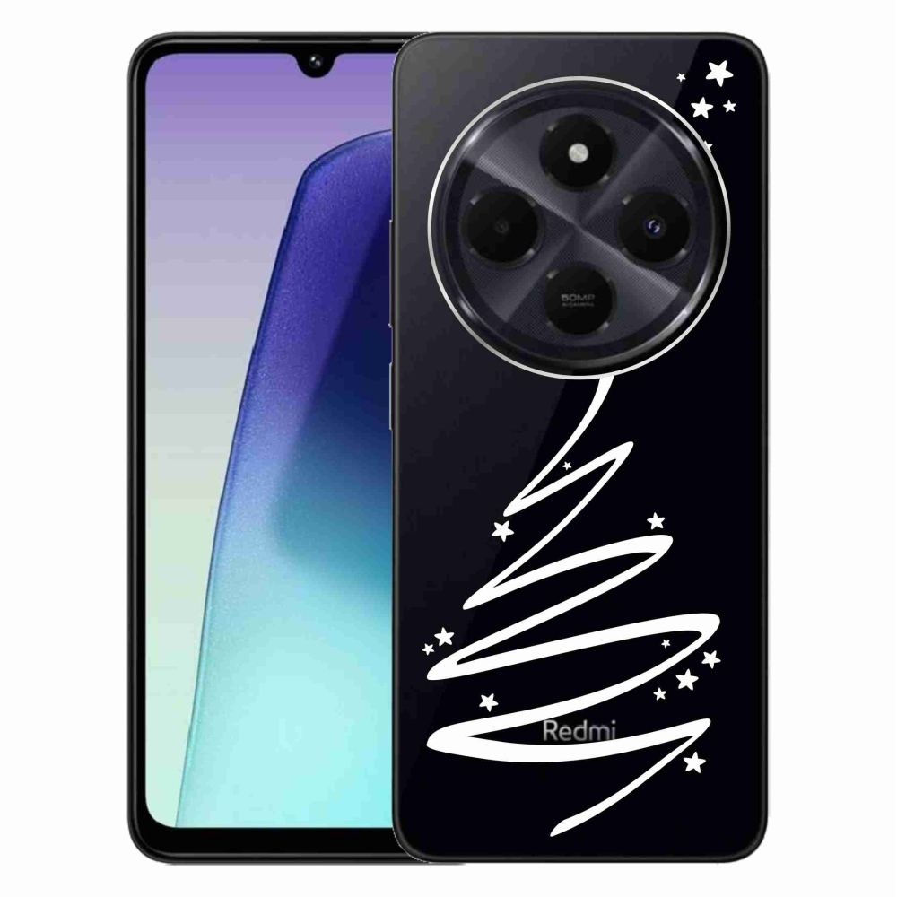 Gelový kryt mmCase na Xiaomi Redmi 14C/Poco C75 - bílý stromeček na průhledném pozadí