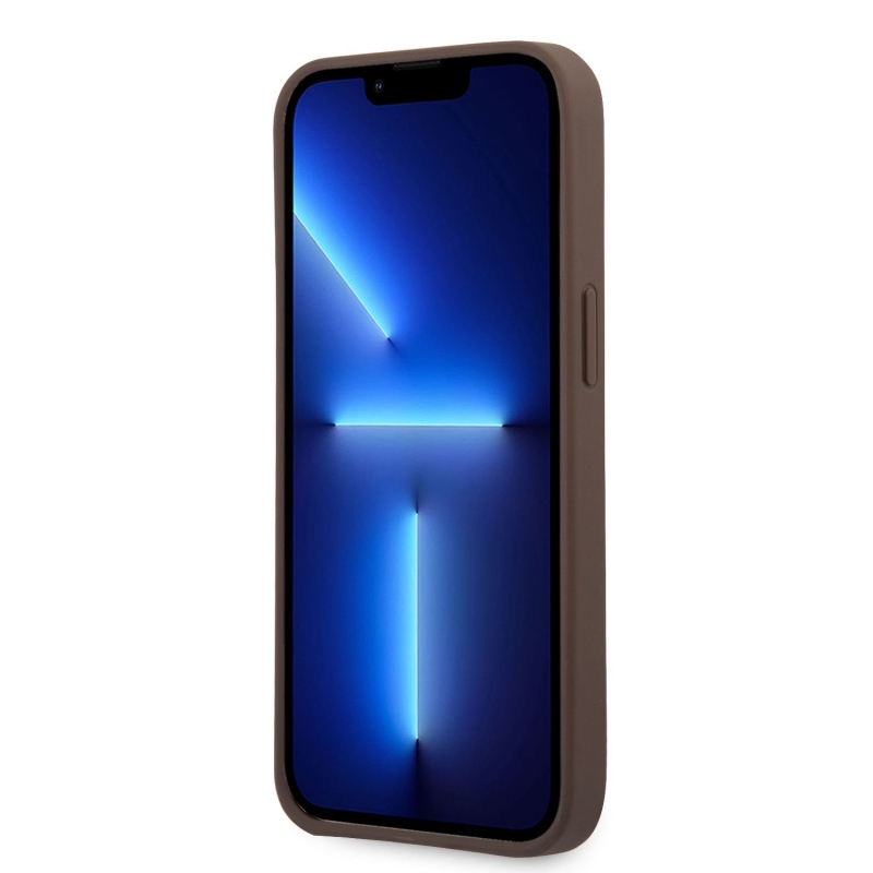 Guess PU 4G Metal Logo Zadní Kryt pro iPhone 14 Pro Max Brown