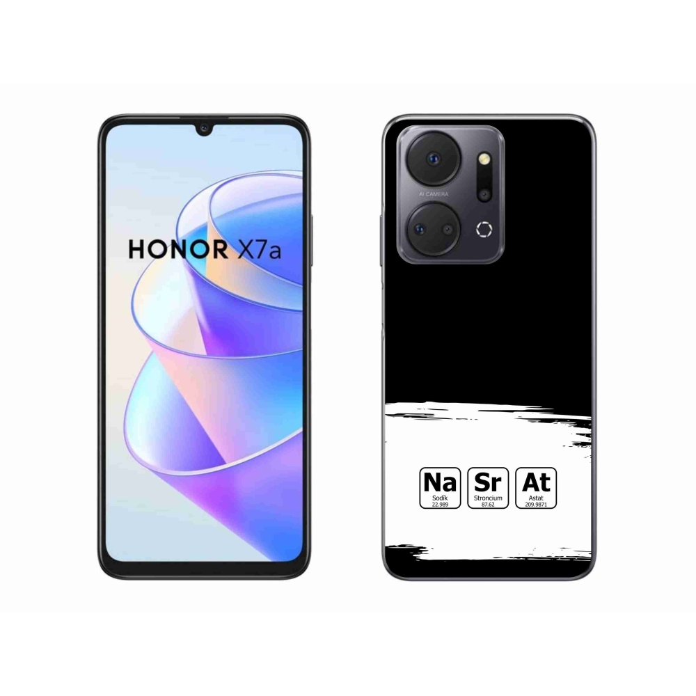 Gelový kryt mmCase na Honor X7a - chemické prvky bíločerné pozadí