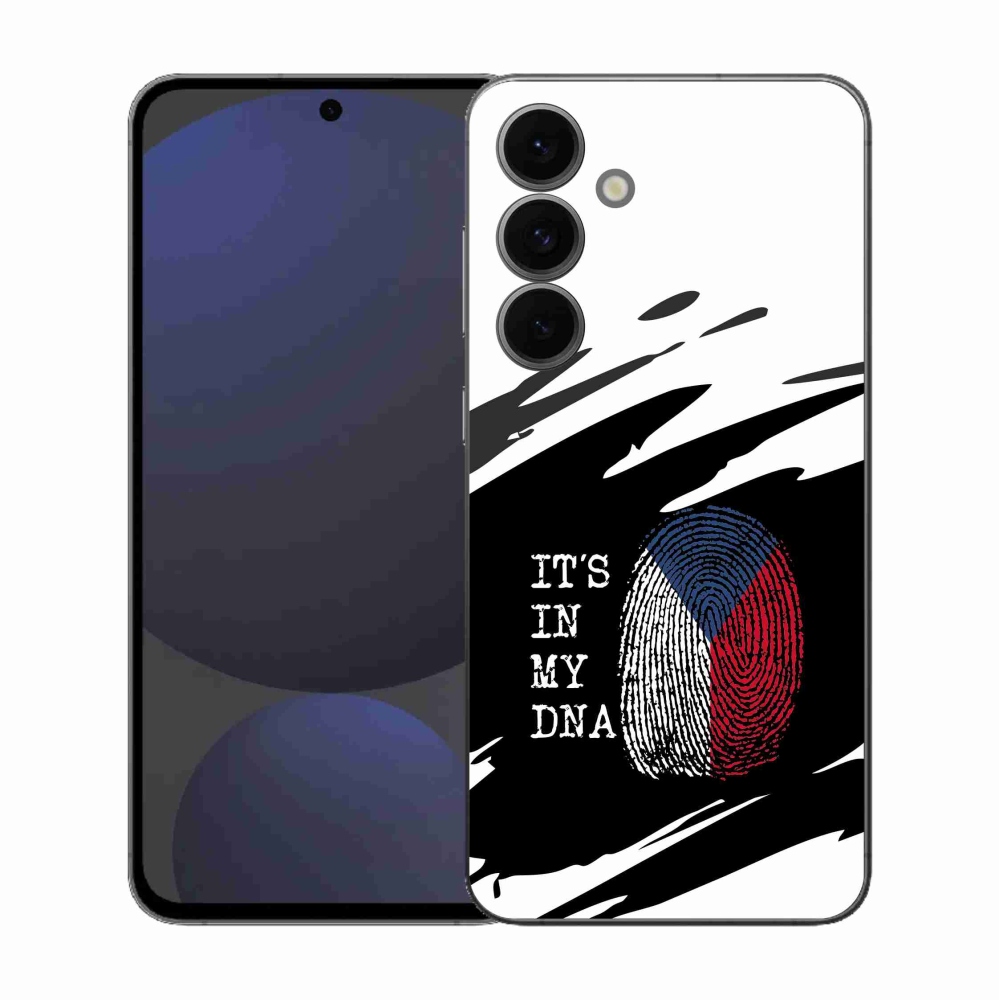 Gelový kryt mmCase na Samsung Galaxy S25 FE - vlajka otisk prstu černobílé pozadí