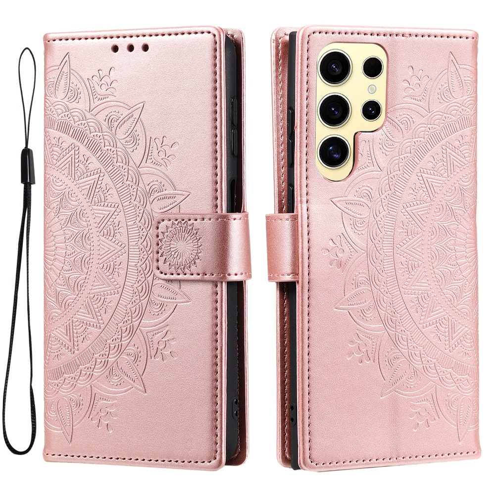 Mandala knížkové pouzdro na Samsung Galaxy S25 Ultra - růžovozlaté