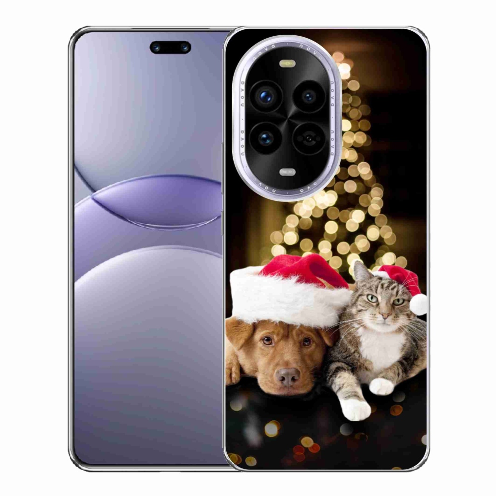 Gelový kryt mmCase na Huawei Nova 13 Pro 5G - vánoční pes a kočka