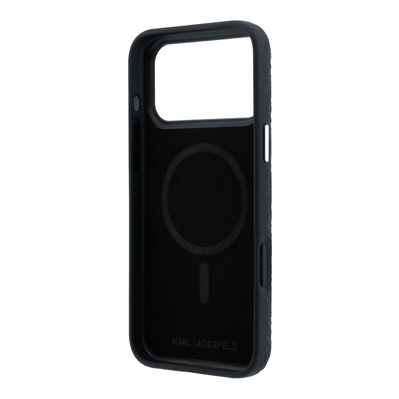 Karl Lagerfeld PU Grained Allover Semi Wrap Magsafe Zadní Kryt pro iPhone 18 Pro Black
