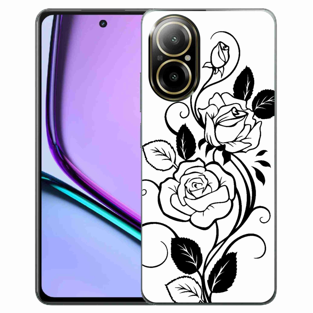 Gelový kryt mmCase na Realme C67 - černobílá růže