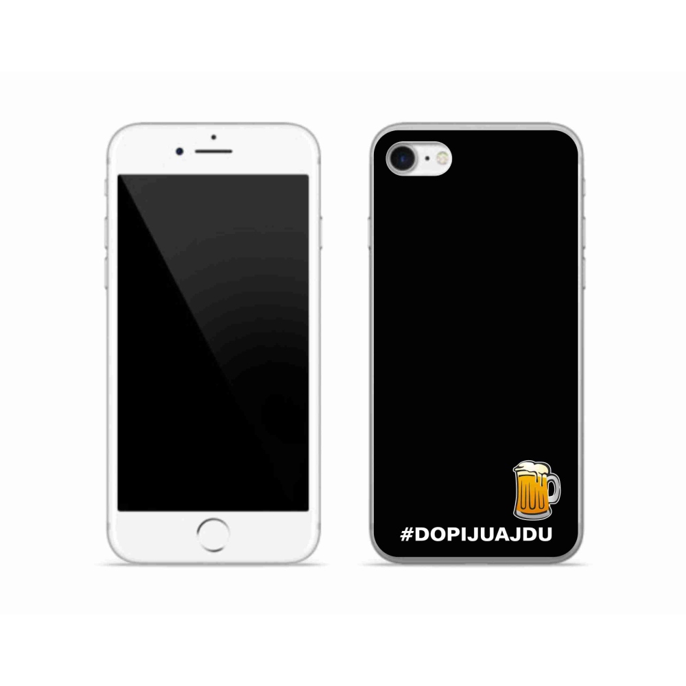 Gelový kryt mmCase na iPhone SE (2022) - pivní motiv 1 černé pozadí