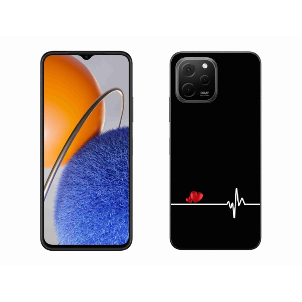 Gelový kryt mmCase na Huawei Nova Y61 - srdce a tep černé pozadí