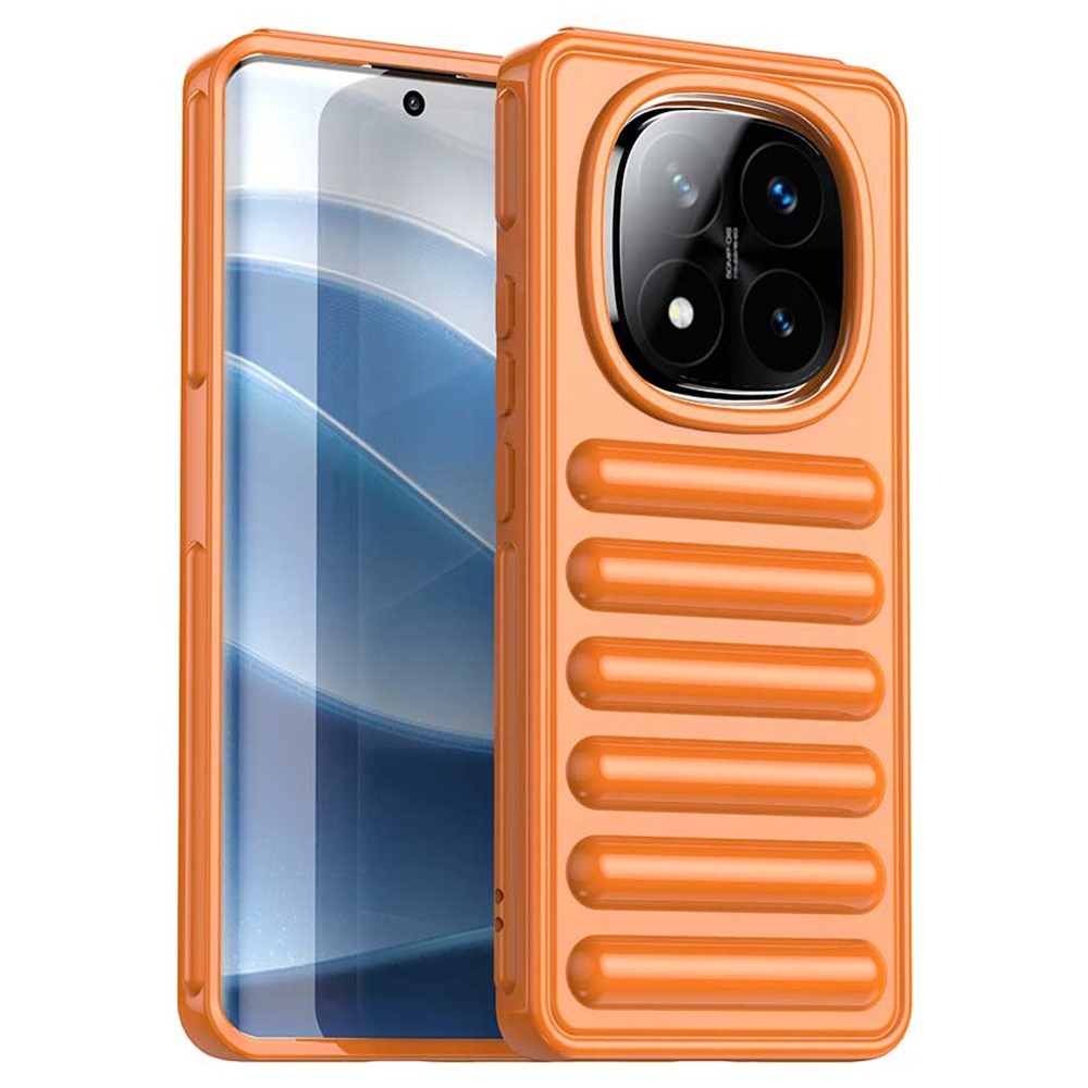Stripe odolný kryt na Xiaomi Redmi Note 14 Pro+ 5G - oranžový