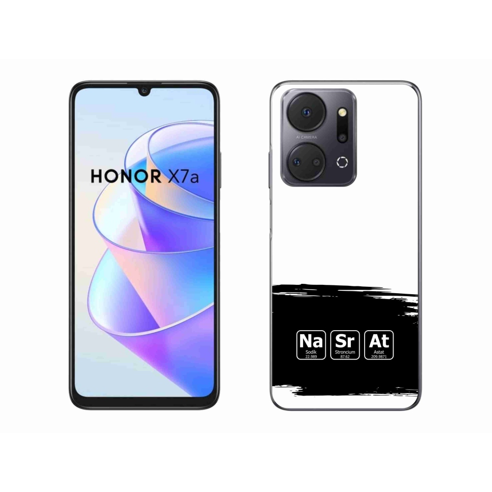 Gelový kryt mmCase na Honor X7a - chemické prvky černobílé pozadí