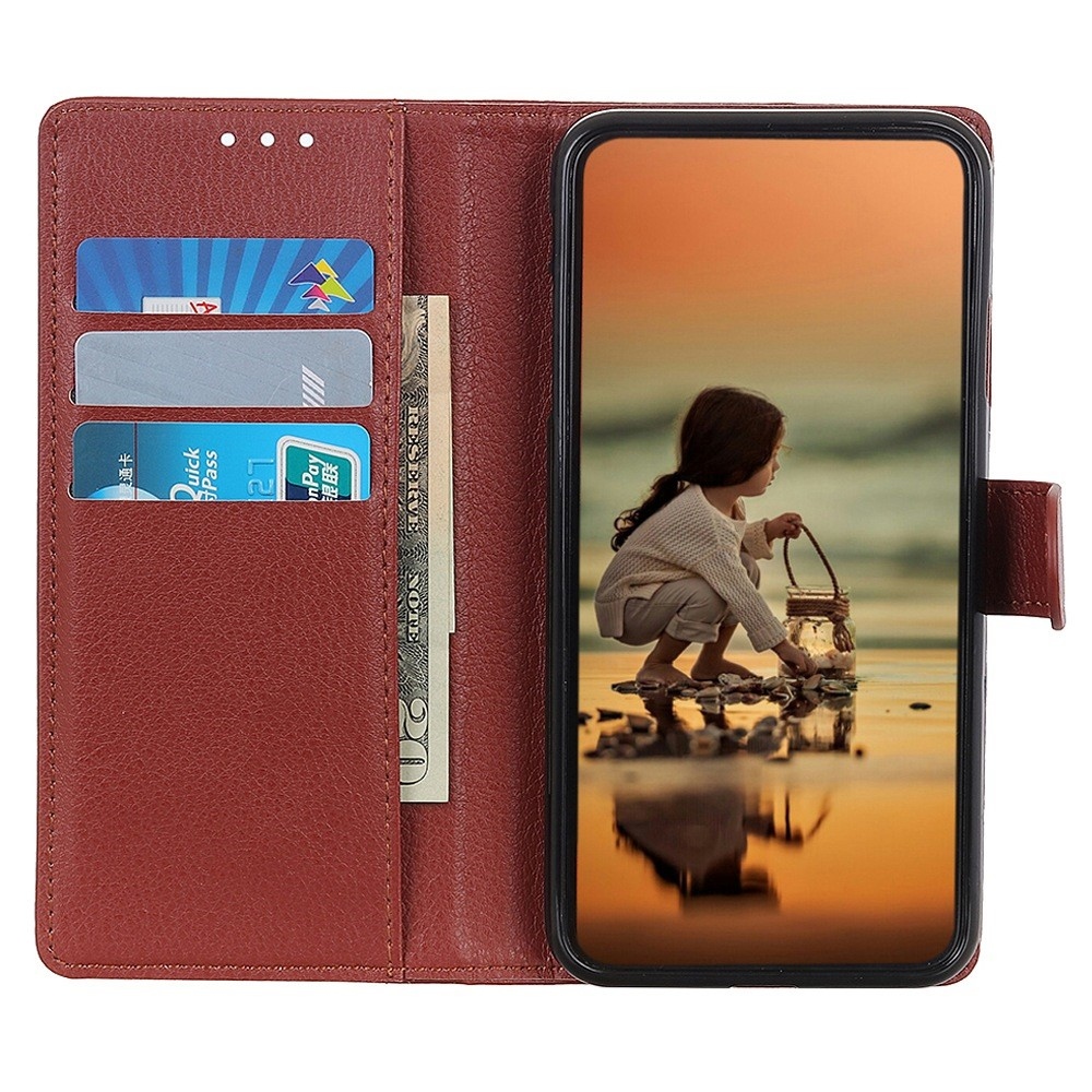 Litchie knížkové pouzdro na Xiaomi Redmi 12 4G/5G - hnědé