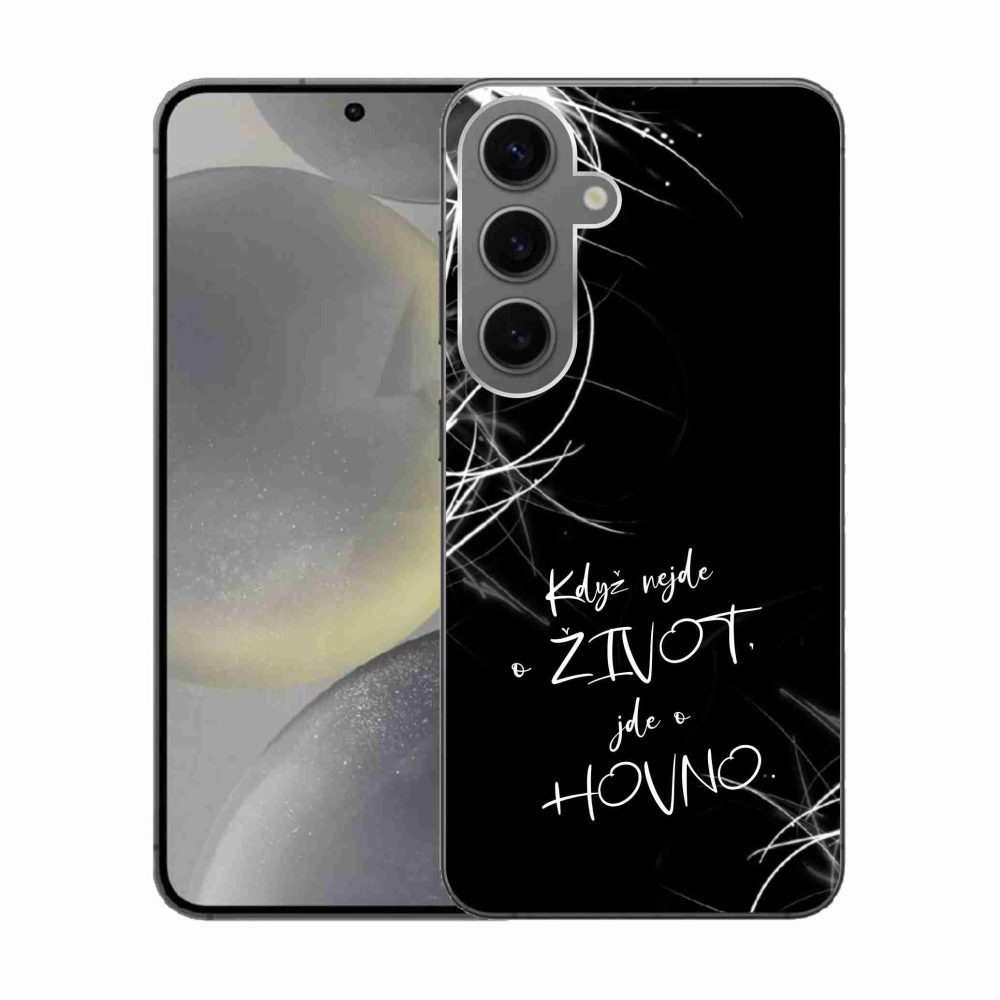 Gelový kryt mmCase na Samsung Galaxy S24 - vtipný text 16 černé pozadí