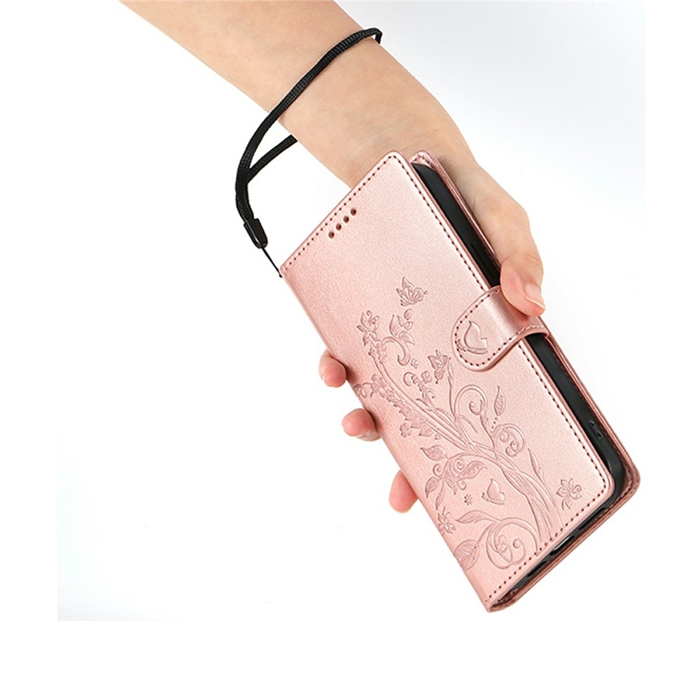 Flowery knížkové pouzdro na Xiaomi Redmi 15 5G (169mm) - růžovozlaté