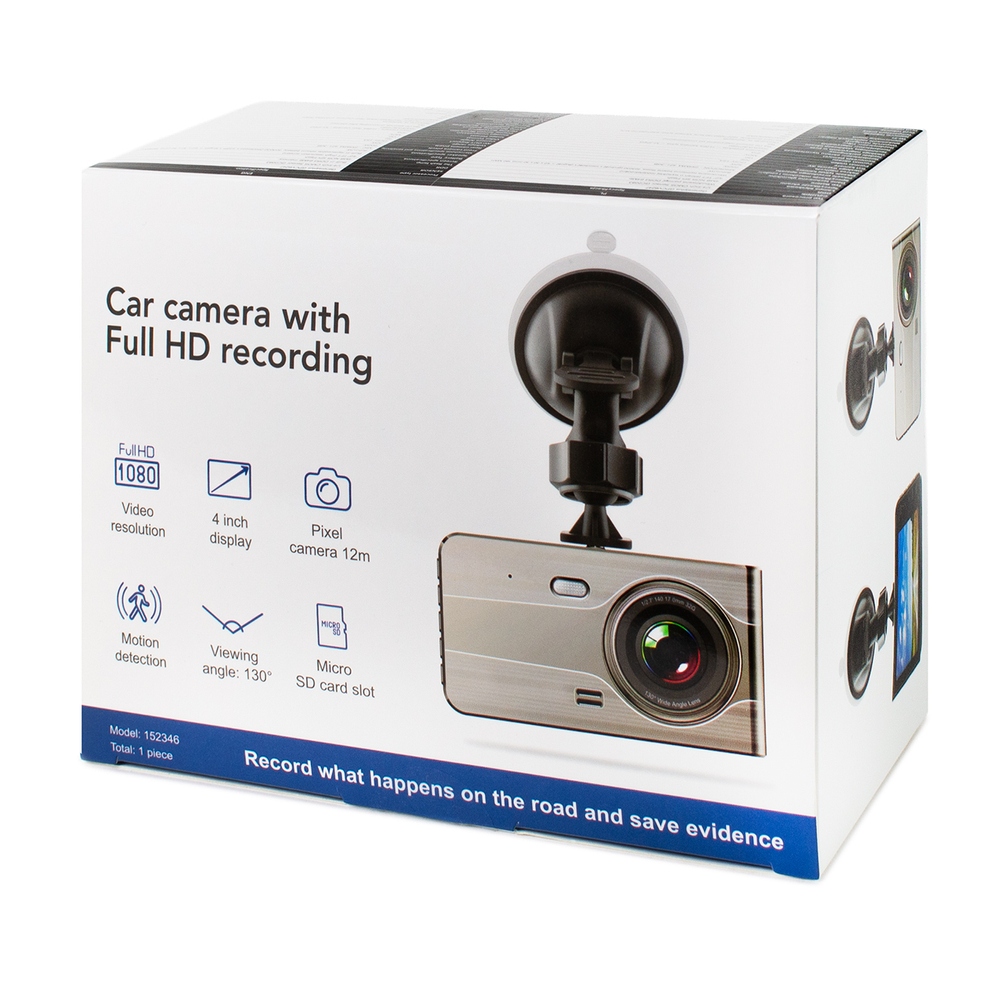 DVR979G Full HD autokamera s couvací kamerou, LCD displejem a G senzorem - béžová