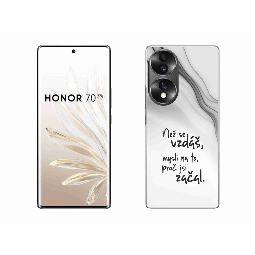 Gelový kryt mmCase na Honor 70 - citát 2 bílé pozadí
