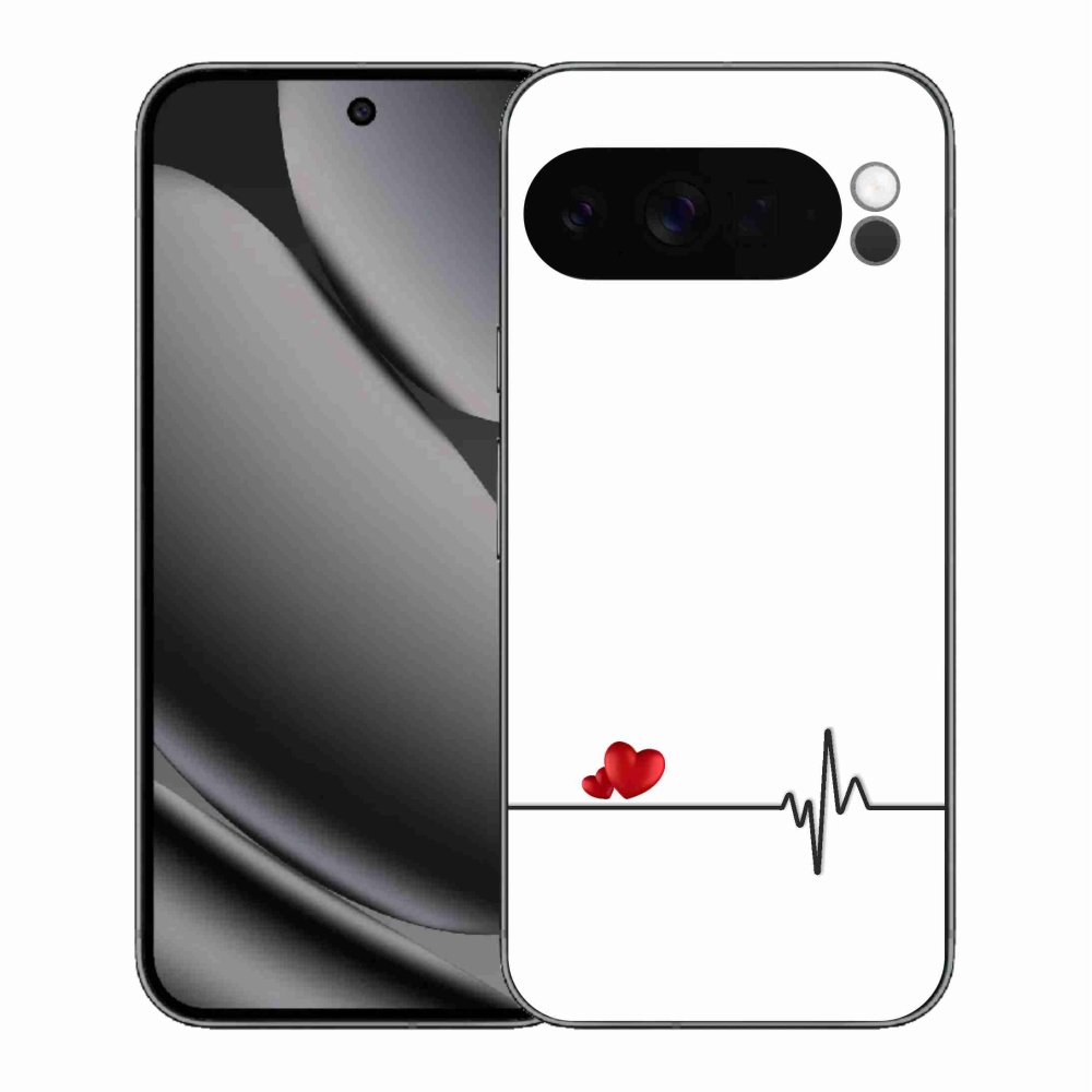 Gelový kryt mmCase na Google Pixel 10 Pro XL - srdce a tep bílé pozadí