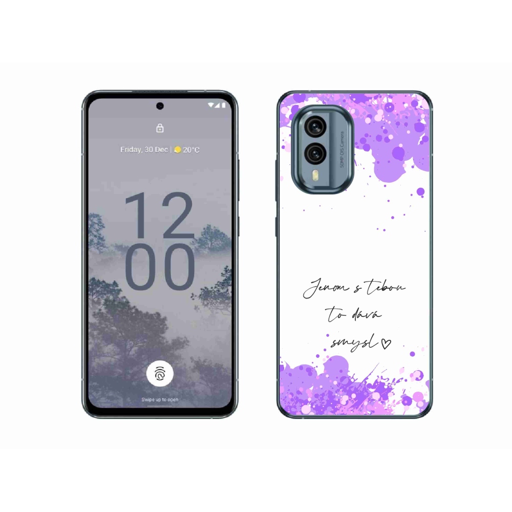 Gelový kryt mmCase na Nokia X30 5G - zamilovaný text bílé pozadí