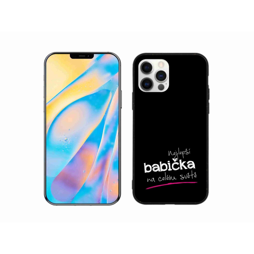 Gelový kryt mmCase na iPhone 12 - nejlepší babička 4 černé pozadí