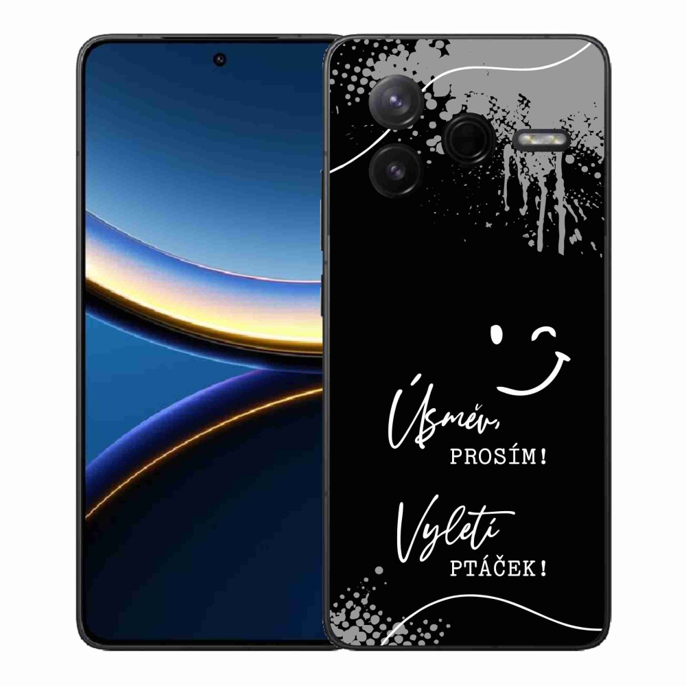 Gelový kryt mmCase na Xiaomi Poco F7 Pro - vtipný text 4 černé pozadí