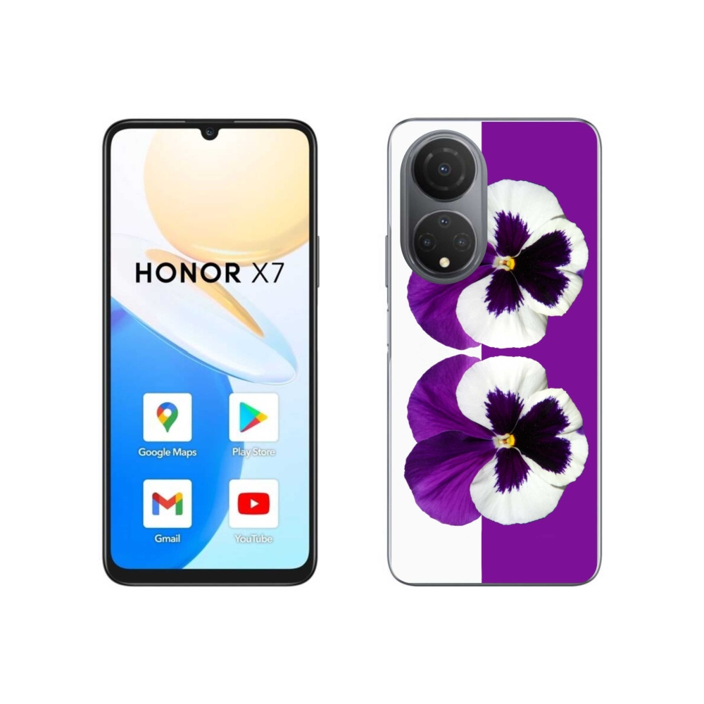 Gelový kryt mmCase na Honor X7 - fialovobílý květ