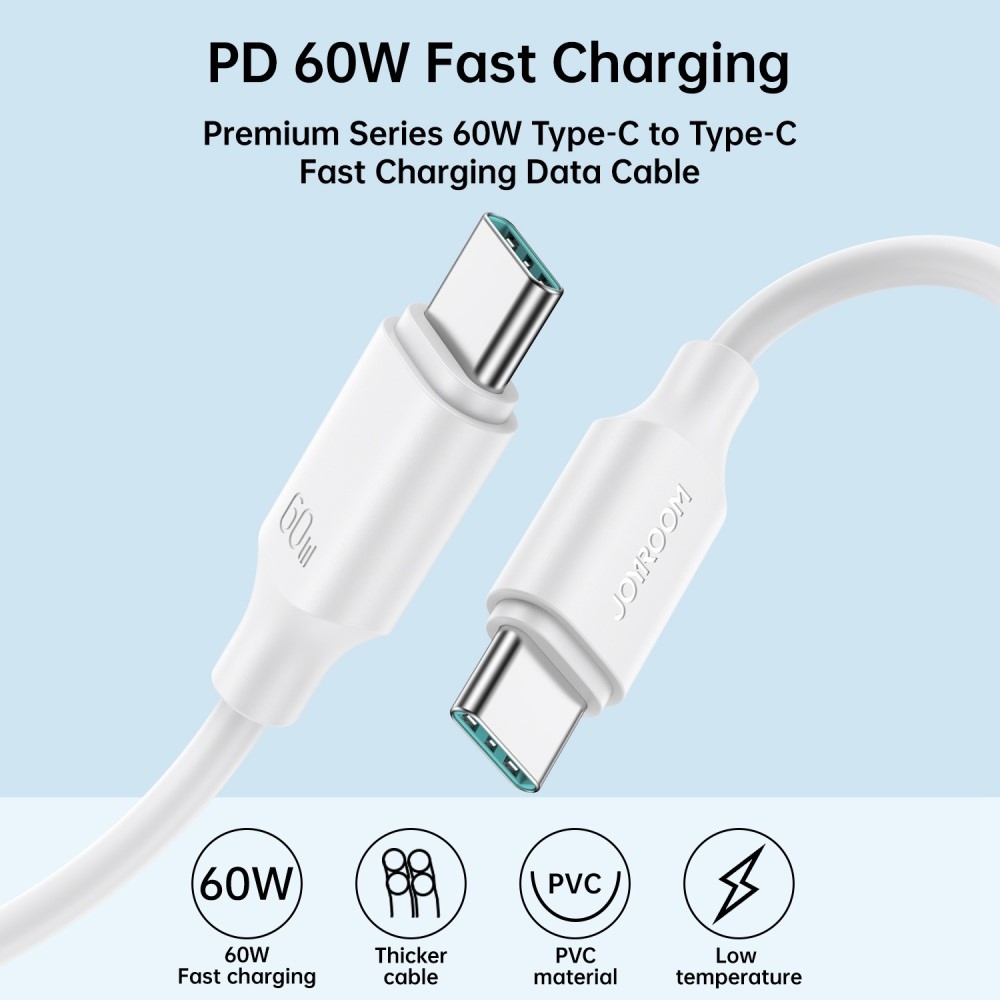 JOYROOM rychlonabíjecí a datový kabel USB-C/USB-C 60W 1m - bílý