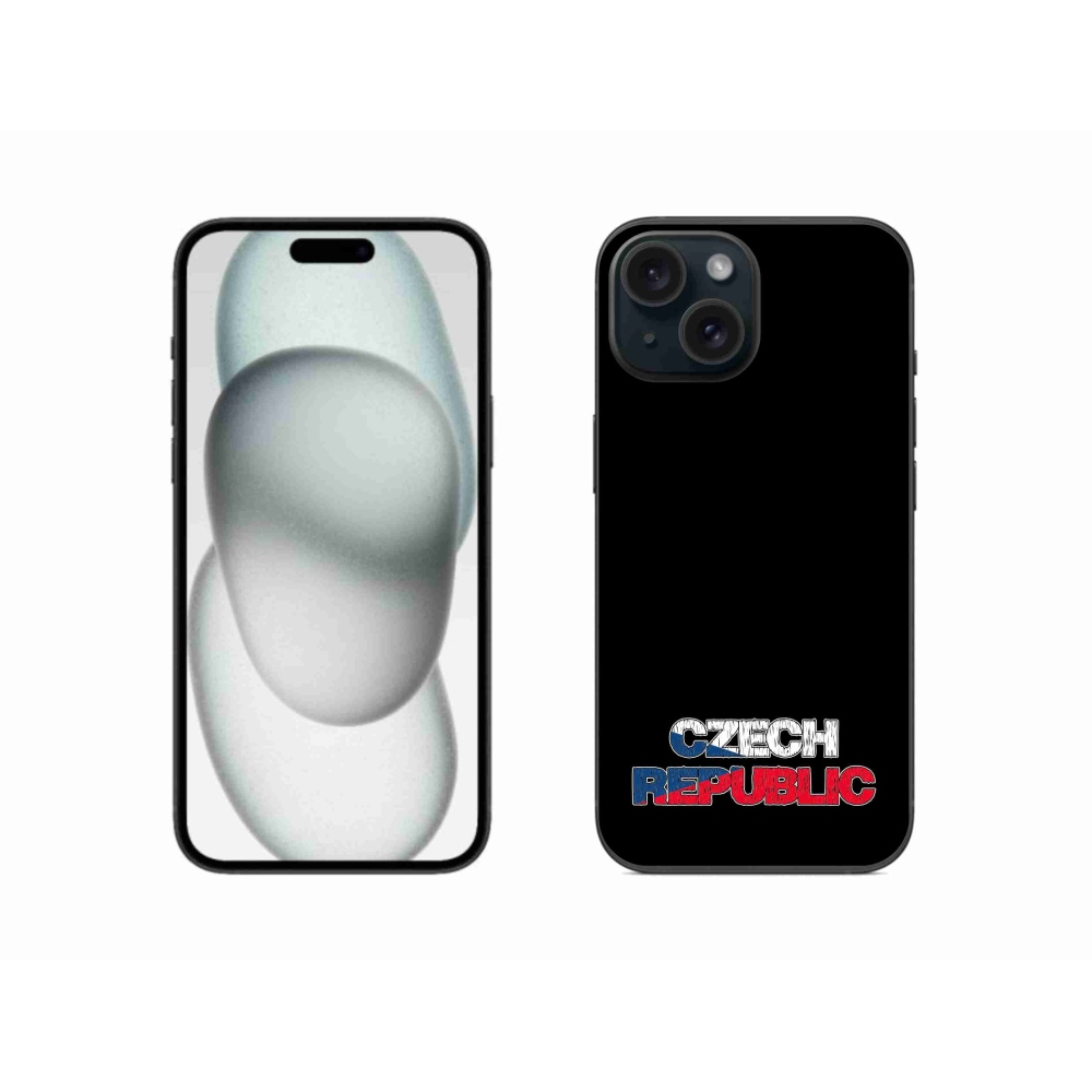 Gelový kryt mmCase na iPhone 15 - Czech Republic černé pozadí