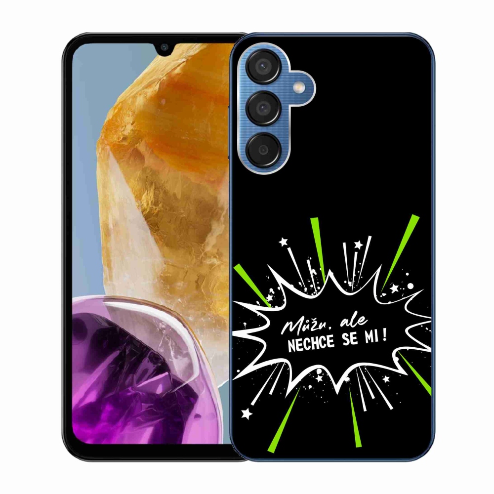 Gelový kryt mmCase na Samsung Galaxy M15 5G - vtipný text 11 černé pozadí