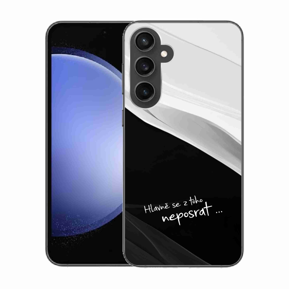 Gelový kryt mmCase na Samsung Galaxy S23 FE - vtipný text 13 černobílé pozadí