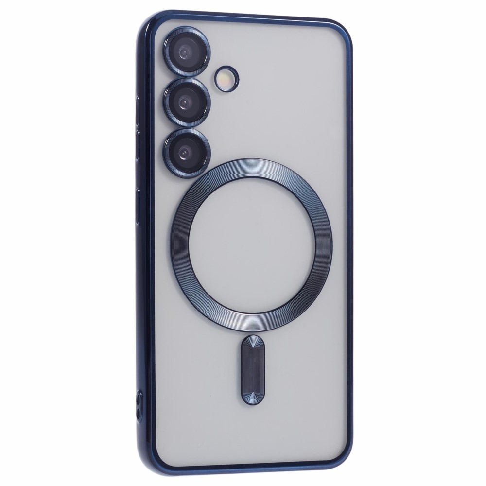 Clear obal s ochranou fotoaparátu a podporou MagSafe na Samsung Galaxy S25+ - tmavěmodrý