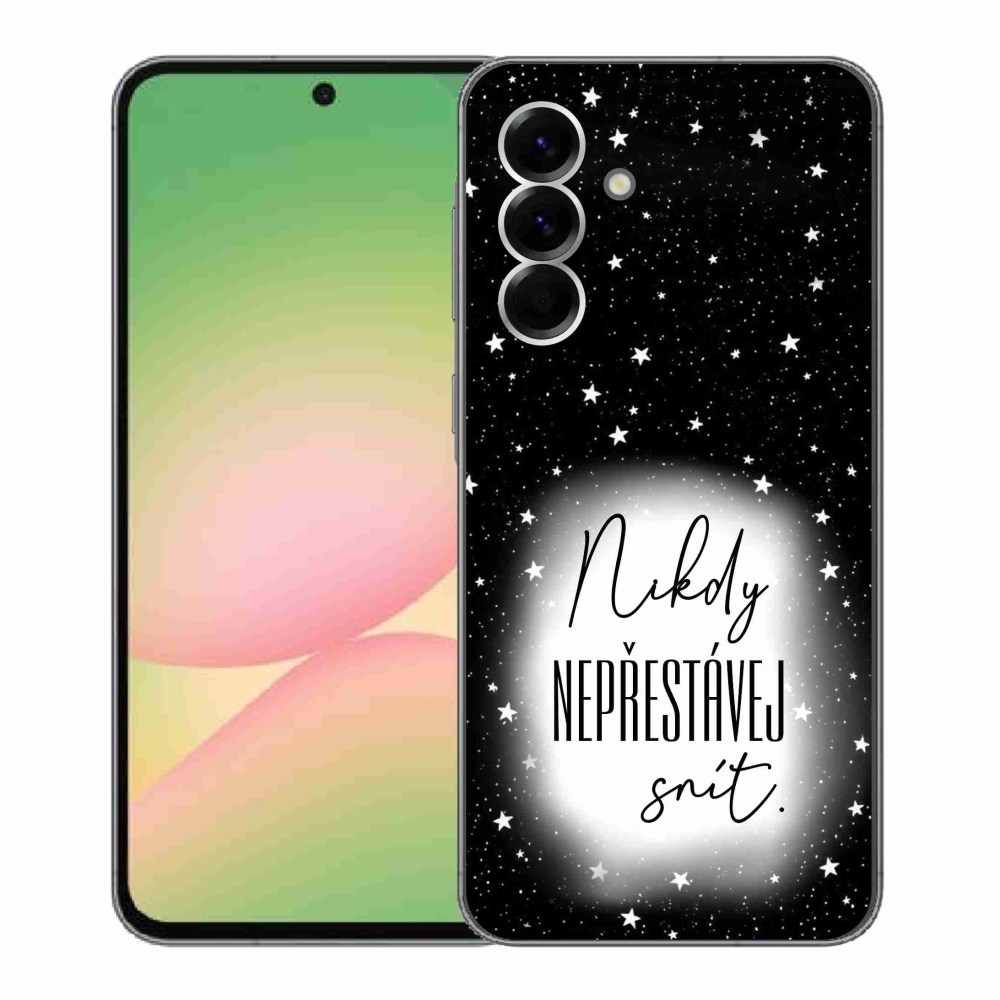 Gelový kryt mmCase na Samsung Galaxy A56 5G - citát 1 bíločerné pozadí