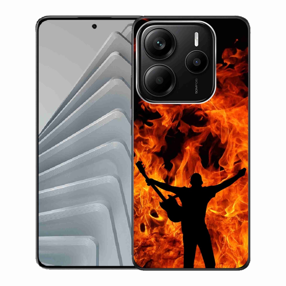 Gelový kryt mmCase na Xiaomi Redmi Note 14 5G - muzikant a oheň