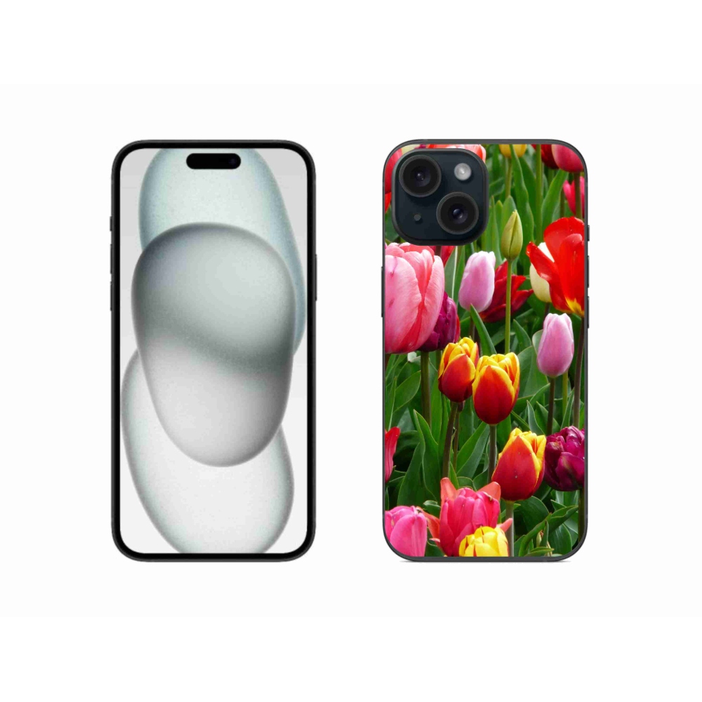 Gelový kryt mmCase na iPhone 15 - tulipány