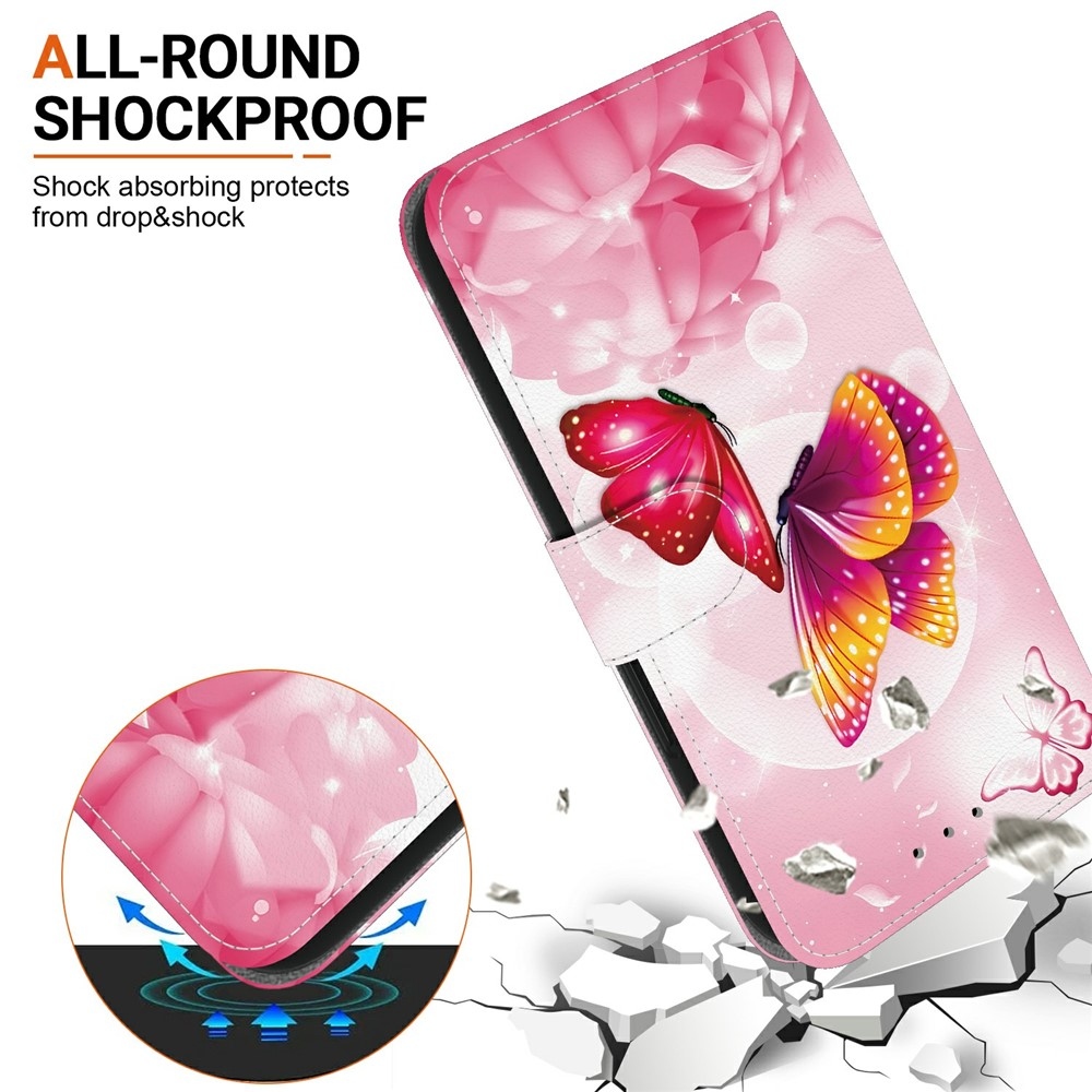 Versatile knížkové pouzdro na Xiaomi Redmi 15 4G (171mm) - růžoví motýli