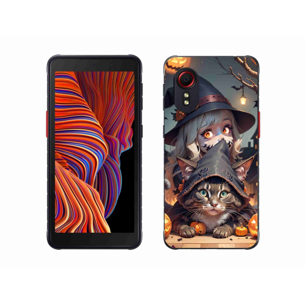Gelový kryt mmCase na Samsung Galaxy Xcover 5 - čarodějnice s kočkou