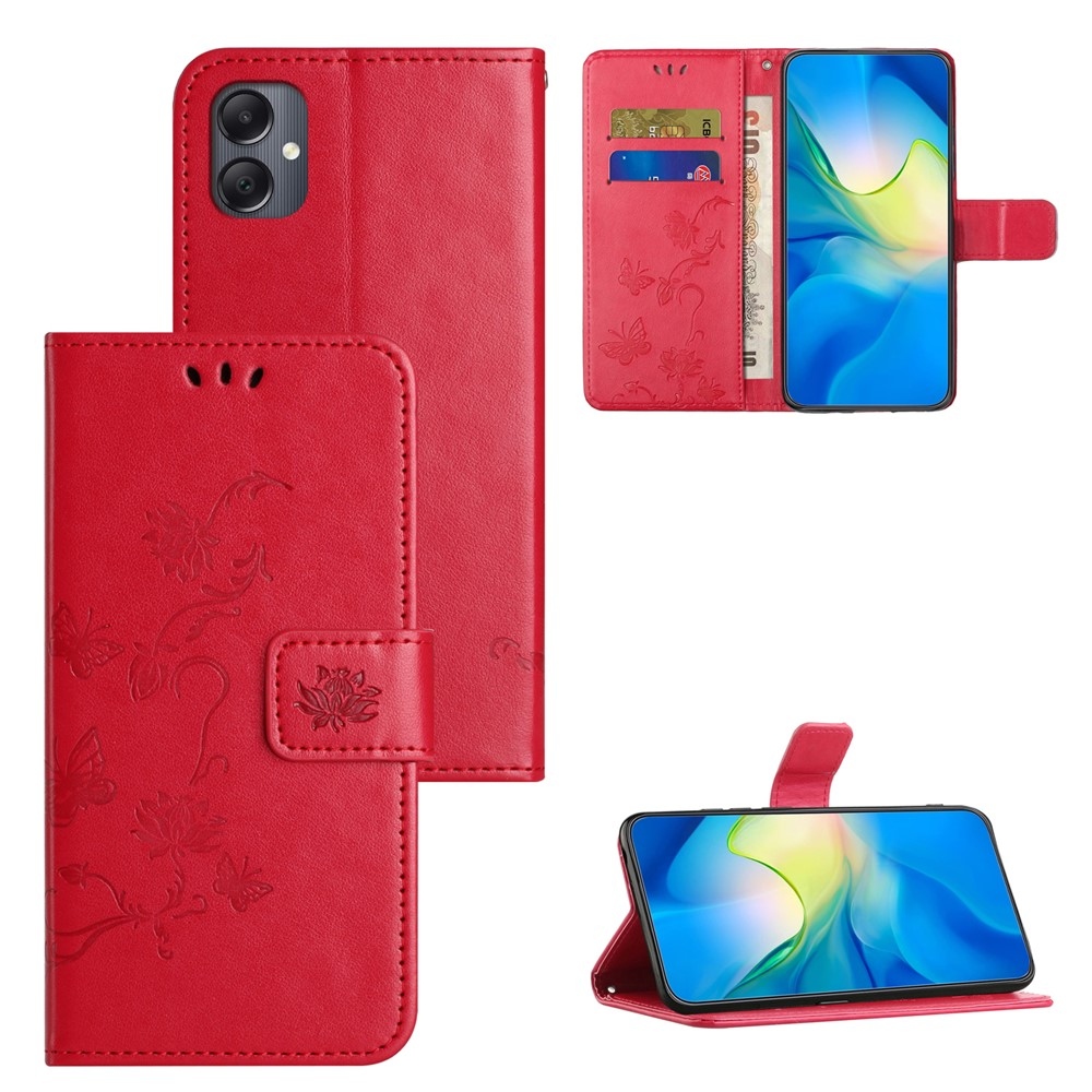 Flower knížkové pouzdro na Samsung Galaxy A07 4G - červené