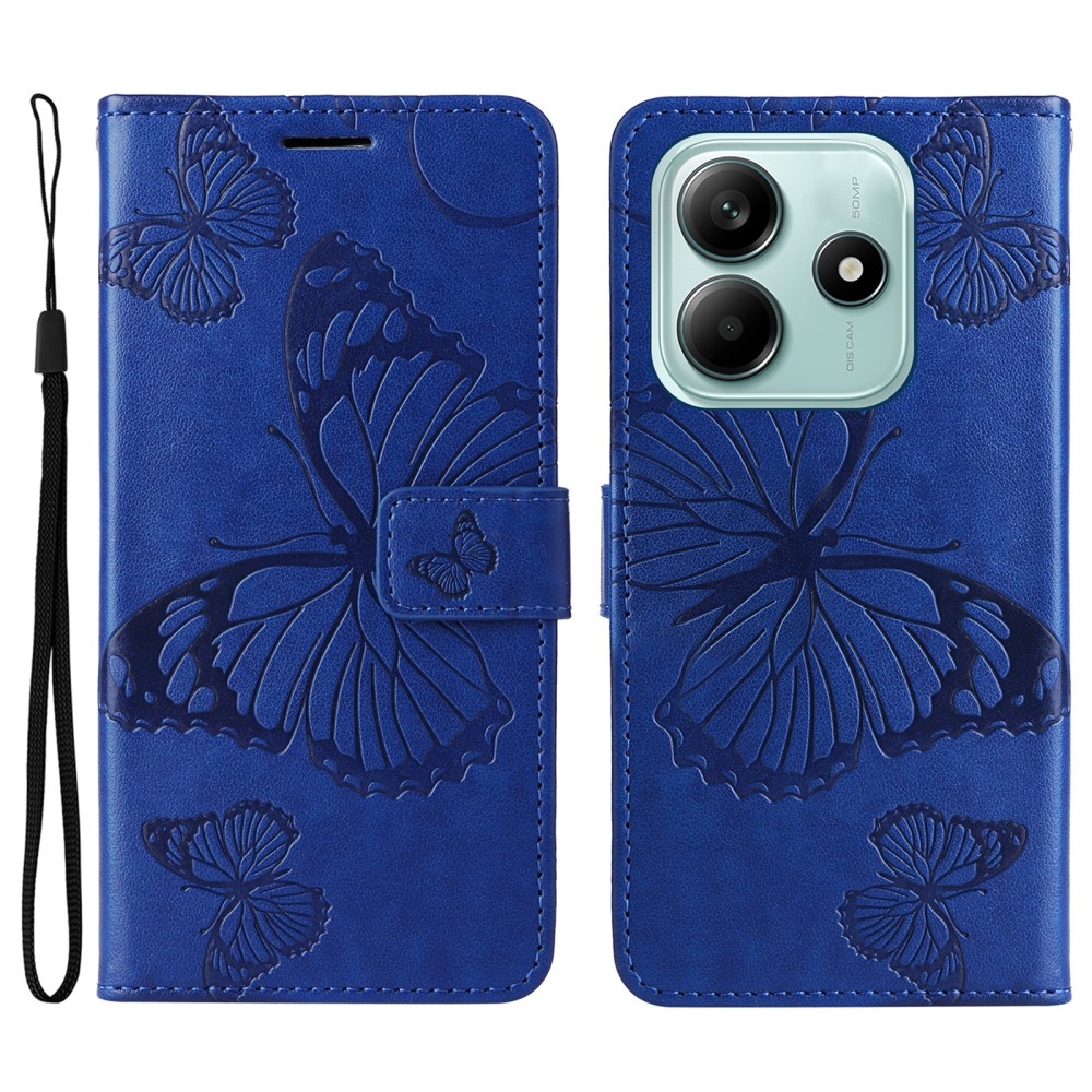 Big Butterfly knížkové pouzdro na Xiaomi Redmi Note 14 5G - modré
