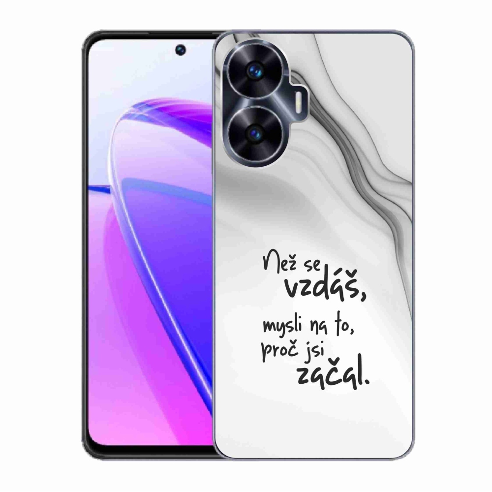 Gelový kryt mmCase na Realme C55 - citát 2 bílé pozadí