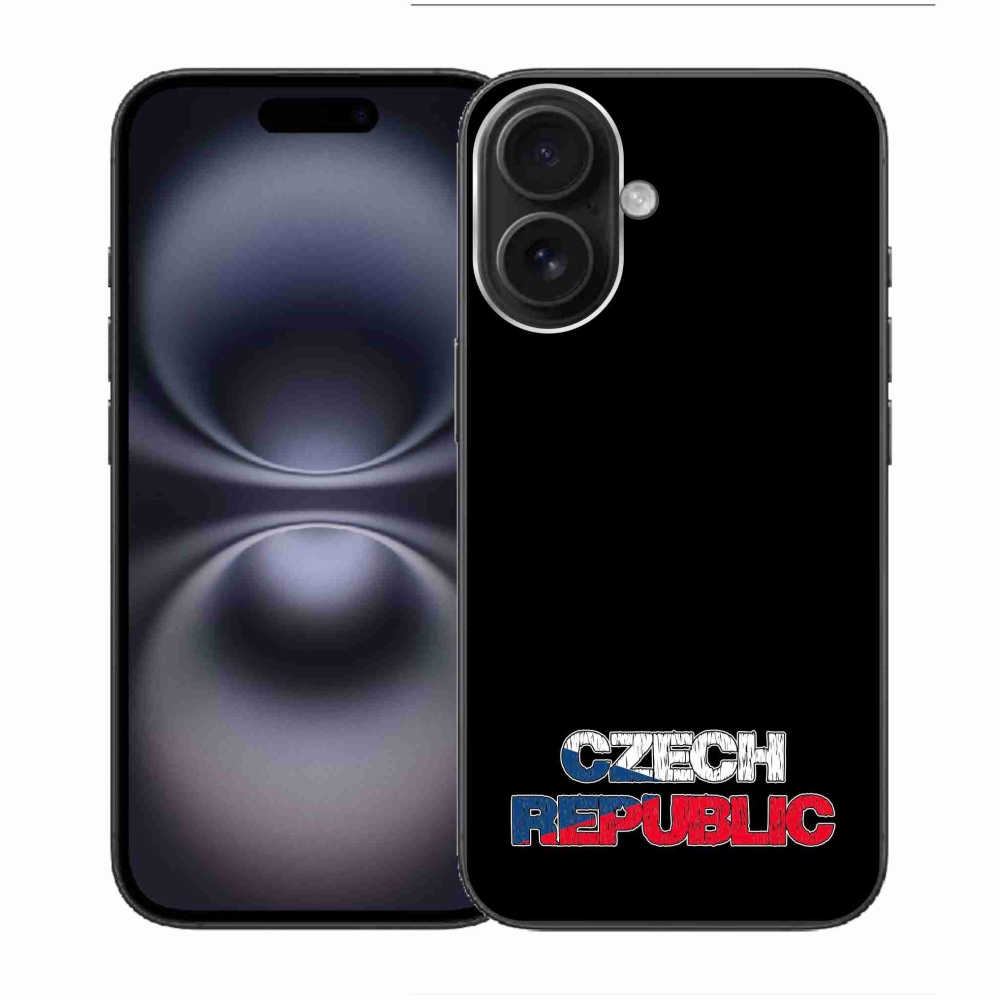 Gelový kryt mmCase na iPhone 16 - Czech Republic černé pozadí