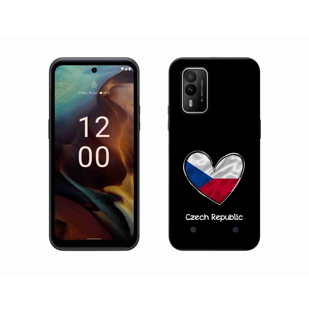 Gelový kryt mmCase na Nokia XR21 - vlajka srdce černé pozadí