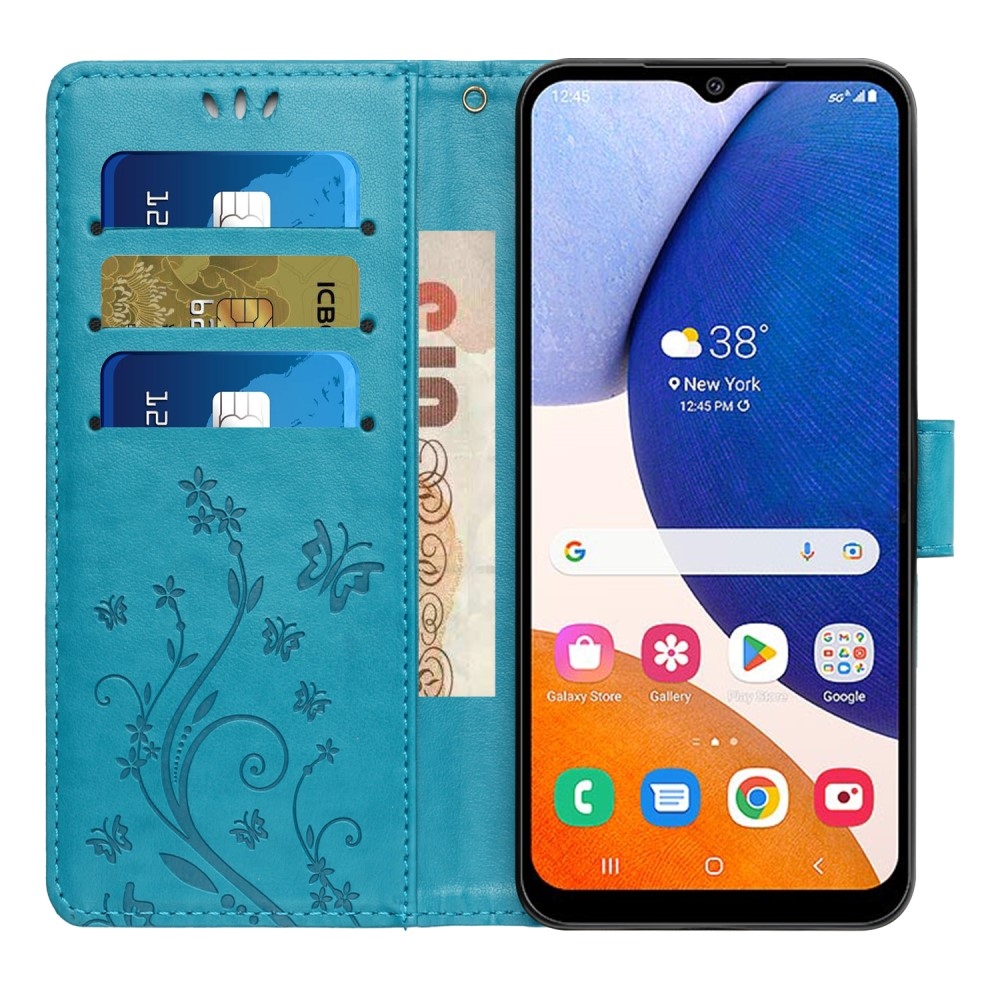Flowers knížkové pouzdro na Samsung Galaxy A05s - modré