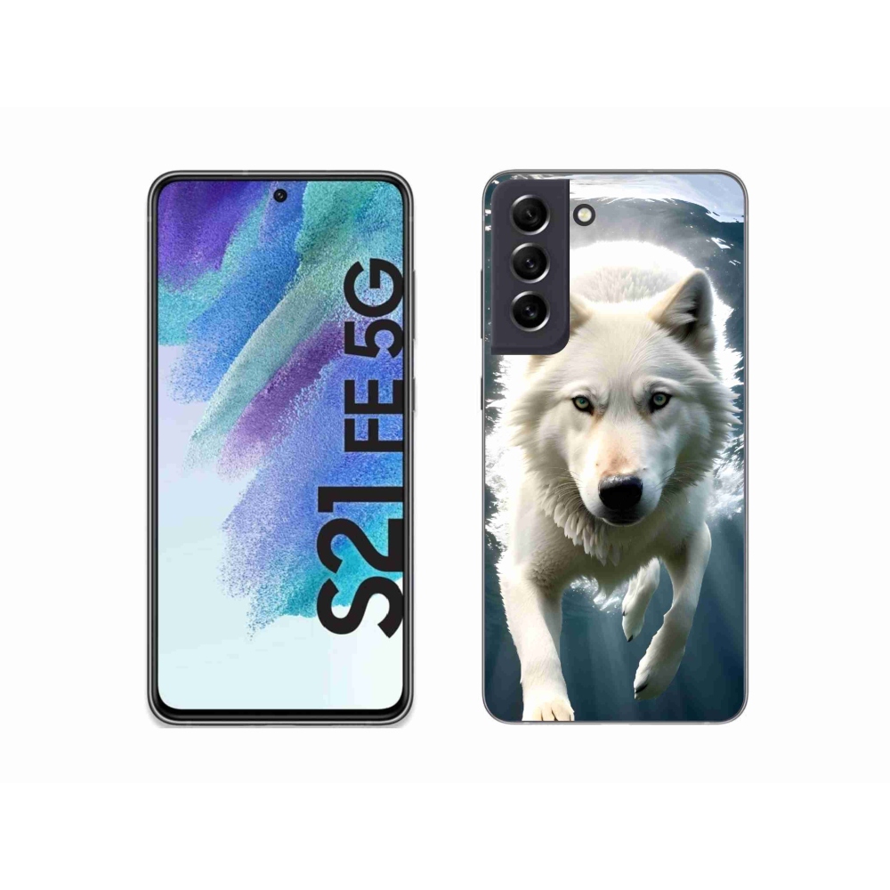 Gelový kryt mmCase na Samsung Galaxy S21 FE 5G - bílý vlk