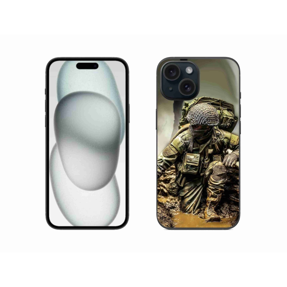 Gelový kryt mmCase na iPhone 15 - voják